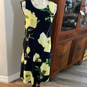 Ann Klein Flower Sheath Dress Womens Size 10 Sleeveless Flowy
